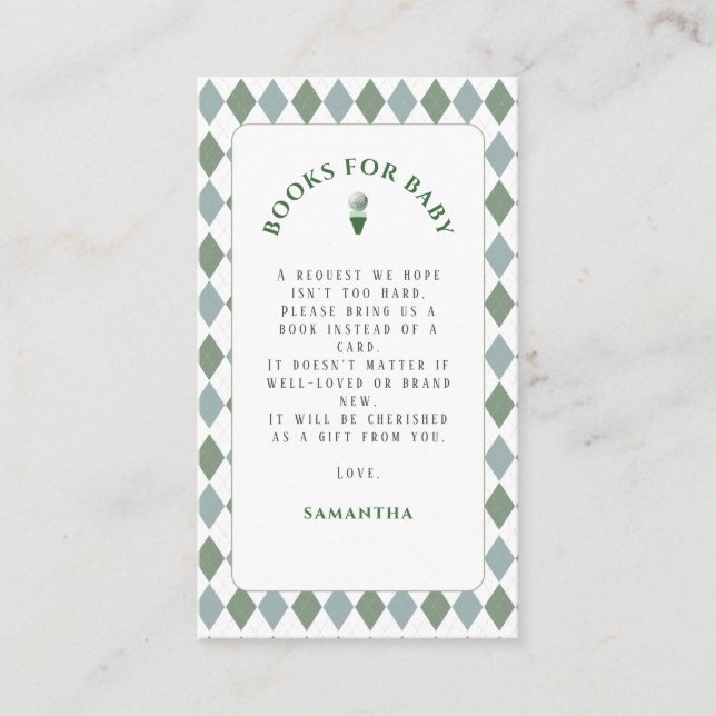 Moderne Golf Baby Dusche Begleitkarte (Vorderseite)