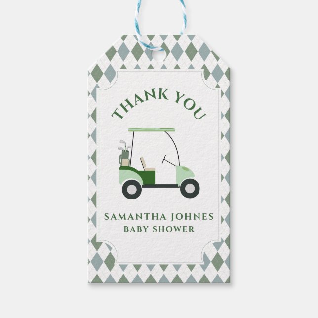 Moderne Golf Baby Dusche Geschenkanhänger (Vorderseite)