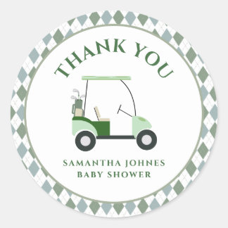Moderne Golf Baby Dusche Runder Aufkleber