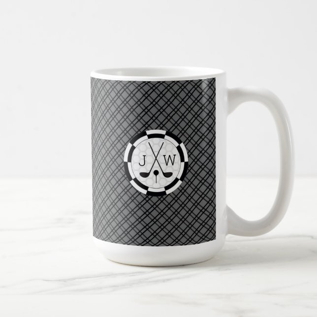 Moderne Golf Equipment Motif und Monogram Kaffeetasse (Rechts)