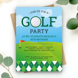 Moderne Golf-Geburtstagsfeier Einladung