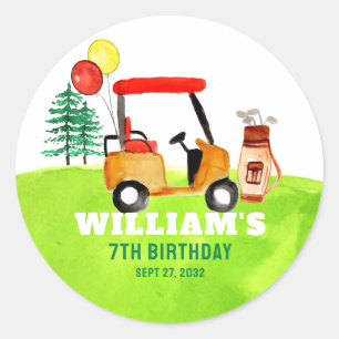 Moderne Golf Golfers Par-T-Kindergeburtstag Runder Aufkleber