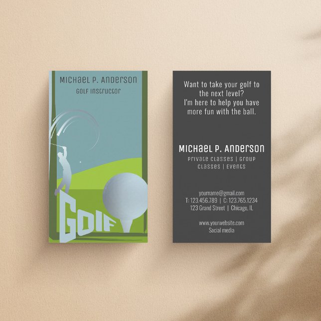 Moderne Golf-Instruktor Golf-Klasse Business Card Visitenkarte (Von Creator hochgeladen)