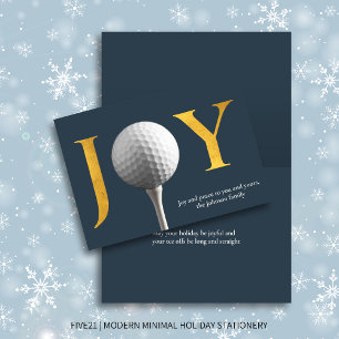 Moderne Golf Joy & Peace Falten Navy Blauer Weihna Feiertagskarte