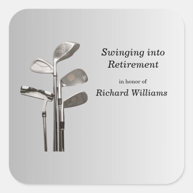Moderne Golf Sport Golfclubs Quadratischer Aufkleber (Vorderseite)