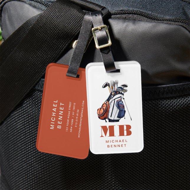 Moderne Golf-Sport-Monogramm Gepäckanhänger (Modern Golf Sport Monogrammed Luggage Tag)