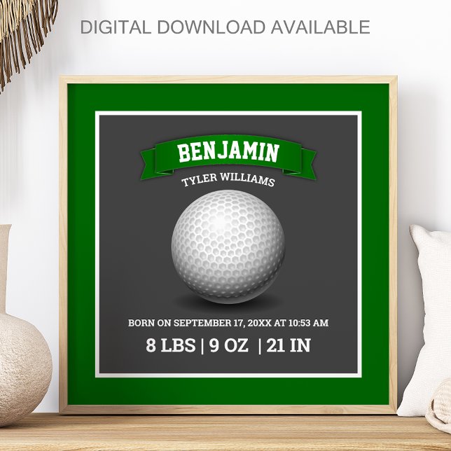 Moderne Golfball-Baby-Geburtsstatistik Poster (Von Creator hochgeladen)