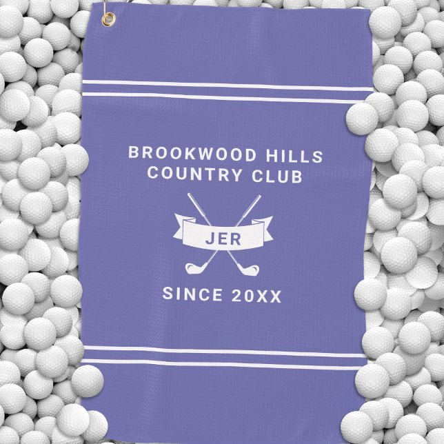 Moderne Golfer Monogram Golfschläger Periwinkle Golfhandtuch (Modern Golfer Monogram Golf Clubs Periwinkle Golf Towel)