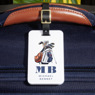 Moderne Golfer Sport Monogramm Gepäckanhänger