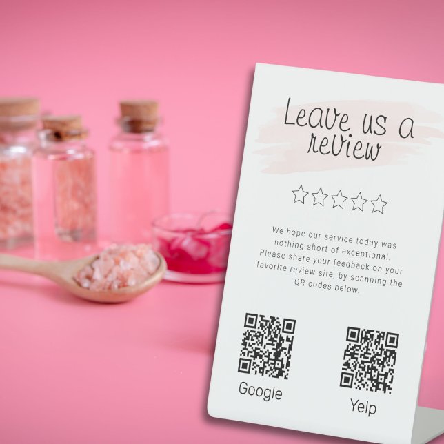 Moderne Google-Bewertung 2 QR-Codes Geschäft Sockelschild (Von Creator hochgeladen)