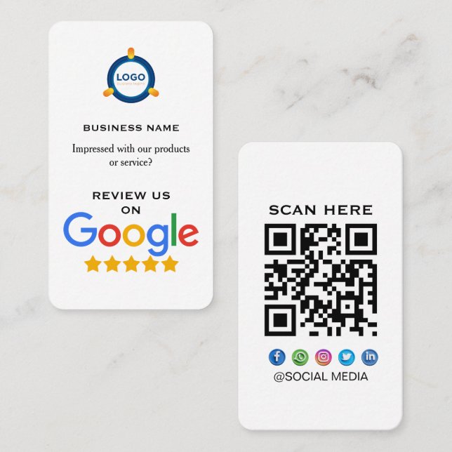 Moderne Google-Bewertung mit QR-Code  Visitenkarte (Vorne/Hinten)