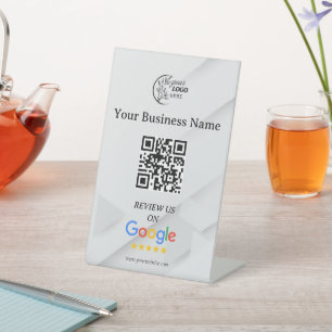 Moderne Google Bewertungen QR-Code-Tischschild Sockelschild