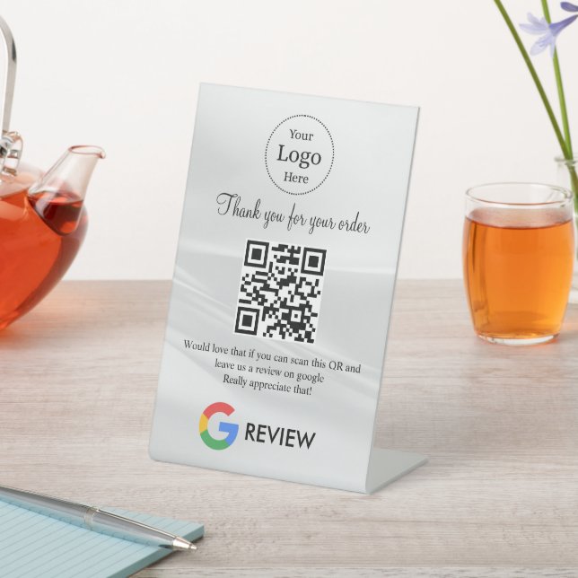 Moderne Google Bewertungen QR-Code-Tischschild Sockelschild (In SItu)