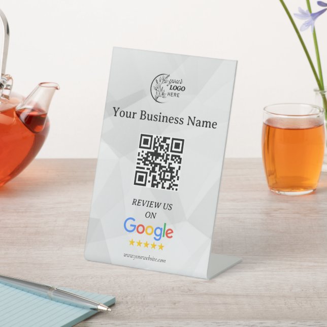 Moderne Google Bewertungen QR-Code-Tischschild Sockelschild (In SItu)