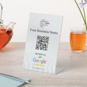 Moderne Google Bewertungen QR-Code-Tischschild Sockelschild