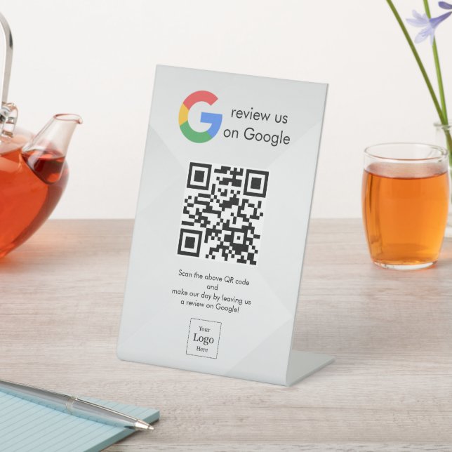 Moderne Google Bewertungen QR-Code-Tischschild Sockelschild (In SItu)