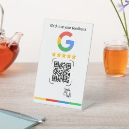 Moderne Google Review QR Scan Halterung Sockelschild
