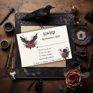 Moderne Goth-Bat und Rosenholz  RSVP Karte