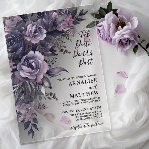 Moderne gothische florale Hochzeit Acryleinladungen