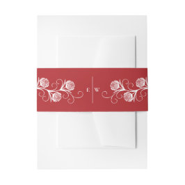 Moderne gotische Rose Wirbel Crimson Red Wedding Einladungsbanderole