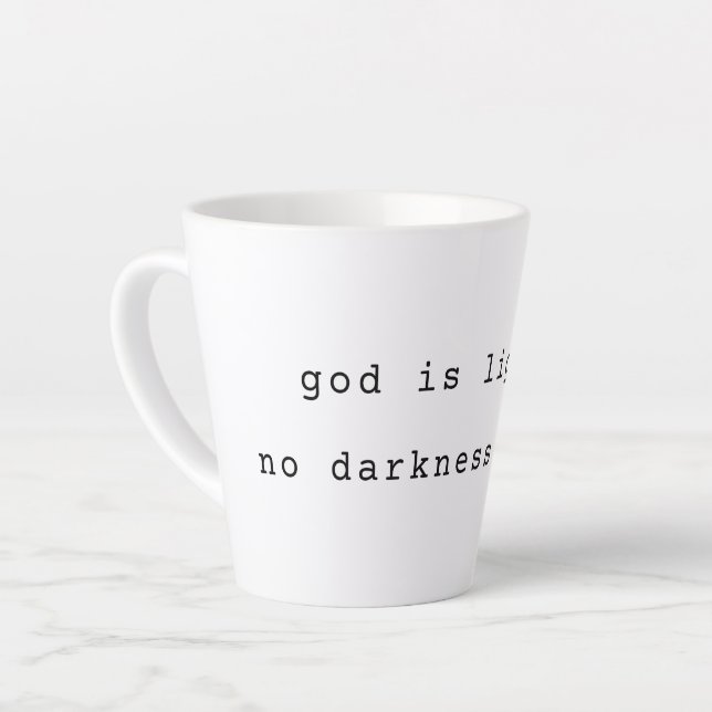 Moderne Gott ist Licht Latte Tasse (Linke Ecke)