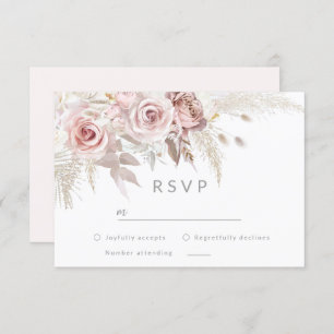 Moderne göttliche Rose Goldblush Hochzeit RSVP Karte
