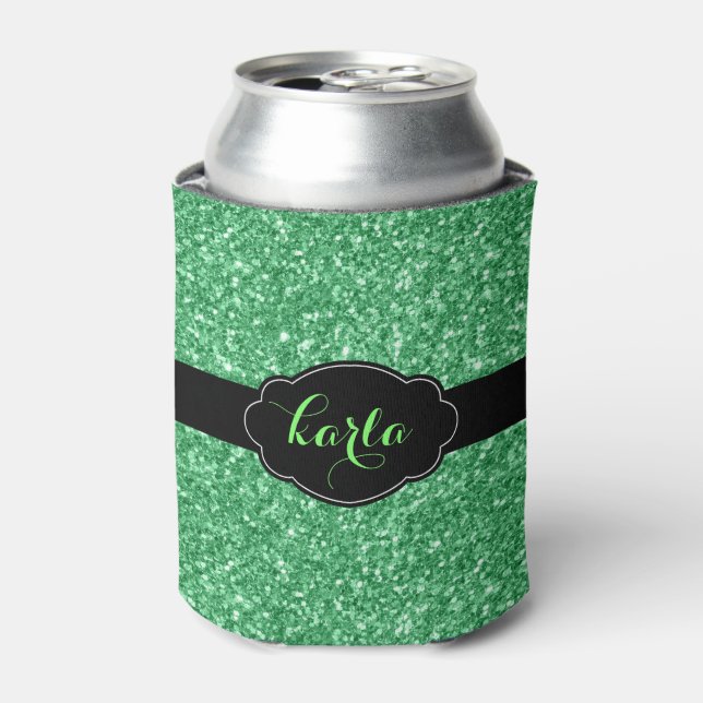 Moderne Gr-Glitzer-Textur Schwarze Akzente können  Dosenkühler (Kanne Vorderseite)