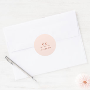 Moderne Grace Peach Hochzeit Runder Aufkleber