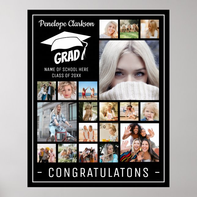 Moderne GRAD 13 x Foto Collage Graduation Party Poster (Vorne)