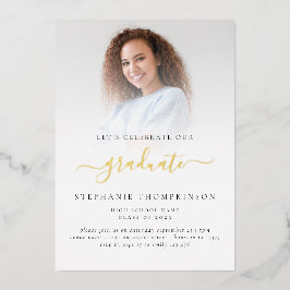 Moderne Grad 2023 Foto Graduation Party Gold Real Folieneinladung