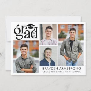 Moderne GRAD 4 Fotos Weiß Schwarz Einladung