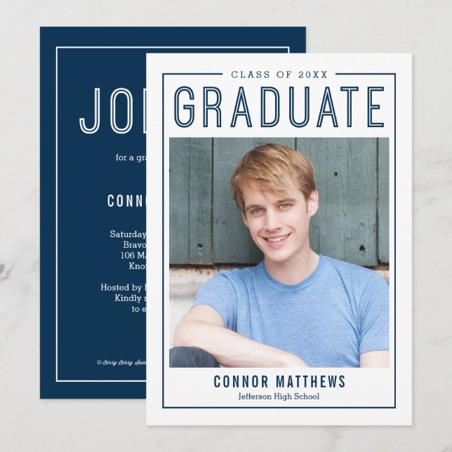 Moderne Grad Abschluss Ankündigung Einladung (Vorne/Hinten)