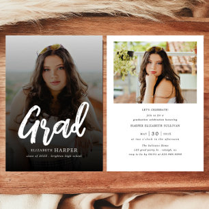 Moderne Grad Brush Script Foto Abschlussfeier Einladung