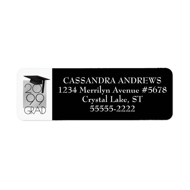 Moderne GRAD Cap & Year Black and White Abschluss (Vorne)