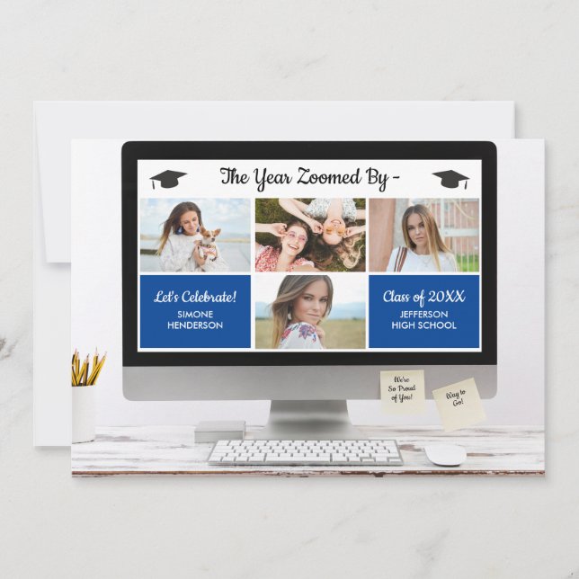 Moderne Grad Foto Collage Funny Graduation Party Einladung (Vorderseite)