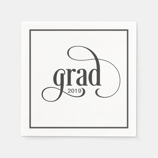 Moderne Grad Typografy Graduation Party with Year Serviette (Vorderseite)