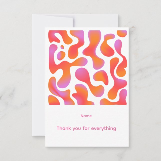 Moderne Gradient-Blobs in Rosa und Orange Dankeskarte (Vorderseite)