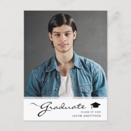 Moderne Graduate Elegante Script | Trendy 1 Foto Postkarte