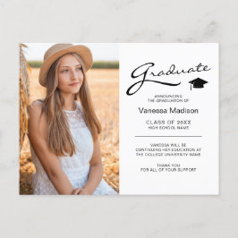Moderne Graduate Elegante Script | Trendy Foto Postkarte
