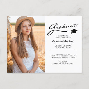 Moderne Graduate Elegante Script Trendy Foto Postkarte