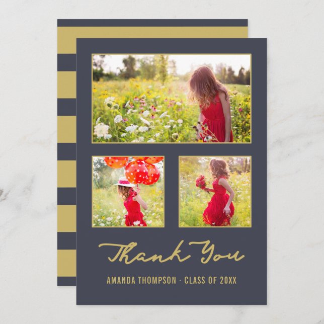 Moderne Graduate Foto Collage danke Announceme Ankündigung (Vorne/Hinten)