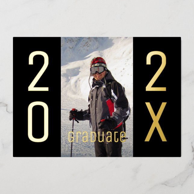 Moderne Graduate Foto Graduation Party Gold Folieneinladung (Vorderseite)