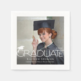 Moderne Graduate Foto Name Custom Colors Serviette