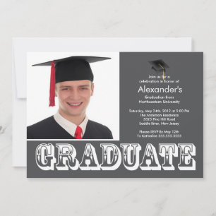 Moderne Graduate Gray Foto Graduation Party Einladung