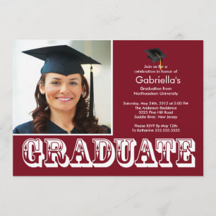 Moderne Graduate Maroon Foto Graduation Party Einladung