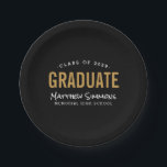 Moderne Graduate Personalisiert Graduate Party Pappteller<br><div class="desc">Moderne minimalistische personalisiert Graduate Party Papier Teller zu koordinieren mit unseren passenden Modern Graduate Einladung Designs. Personalisieren Sie es mit Ihrem Namen,  Schule und Abschluss Jahr. Verwenden Sie die Designtools,  um eine beliebige Hintergrundfarbe auszuwählen,  Text,  Schriftart und Farben zu ändern,  um ein einzigartiges Design zu erstellen.</div>