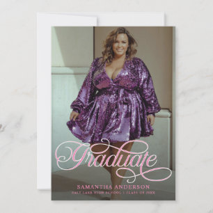 Moderne Graduate Pink 2 Fotos Graduation Party Einladung