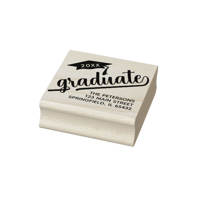 Moderne Graduate Script-Rücksendeadresse Gummistempel (Stempel)