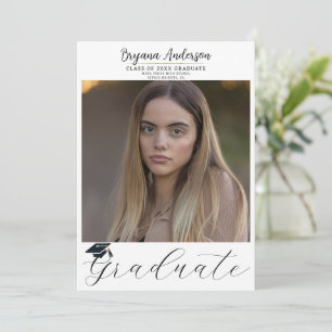 Moderne Graduate Trendy Foto Graduation Cap Einladung