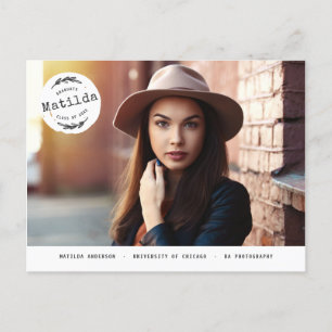 Moderne graduierte Fotomitteilung + Party laden Einladungspostkarte